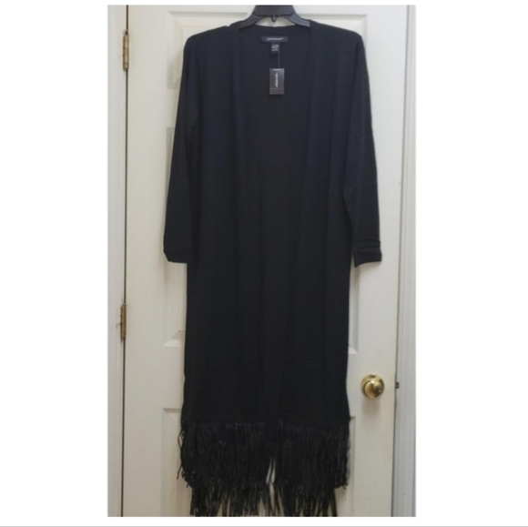 Ashley Stewart Black Fringe Open Front Cardigan - Picture 6 of 6